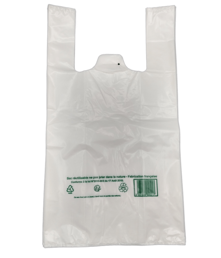 Sac plastique bretelle réutilisable - paquet de 500